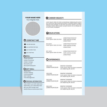 Modern clean resume cv template design for job applications