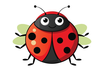 Obraz premium Ladybug beetle cartoon vector illustration, top view flat design.