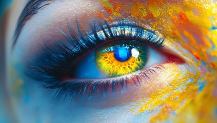 Colorful Eye Makeup Closeup.