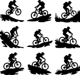 Mountain Biker Silhouette vector