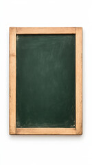 Fototapeta premium Clean green chalkboard with wooden frame. An empty slate for education, menu display, or creative projects. Space for messages.