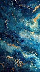 Abstract navy blue and gold marbled pattern