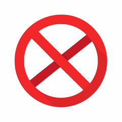 Obraz premium Ícone de sinal de proibido vermelho com cruz