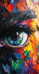 Colorful Eye with Abstract Painting.