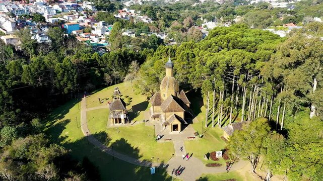 Tingui Park In Curitiba Parana Brazil. Birds Eye View Of Peaceful Mountains Valley And Forest Trees. Business Sky Downtown Cityscape. Business Panoramic City. Curitiba Parana.