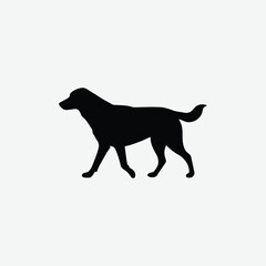 Minimalistic Black Dog Silhouette Walking on White Background – Clean Line Art for Modern Design