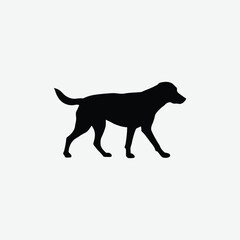 Minimalistic Black Dog Silhouette Walking on White Background – Clean Line Art for Modern Design