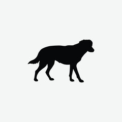 Minimalistic Black Dog Silhouette Walking on White Background – Clean Line Art for Modern Design