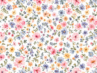 Spring flowers watercolor background, Colorful flowers watercolor background, Abstract background with flowers watercolor