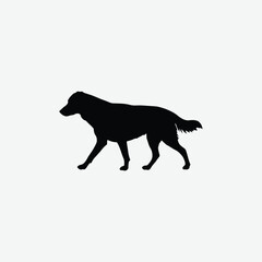 Minimalistic Black Dog Silhouette Walking on White Background – Clean Line Art for Modern Design