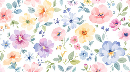 Seamless floral pattern watercolor, Colorful watercolor flowers background