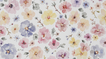 Seamless floral pattern watercolor, Colorful watercolor flowers background