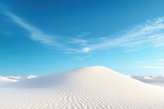 deserted landscape, white sand dunes under blue sky
