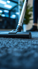 cleaning floor with vacuum cleaner