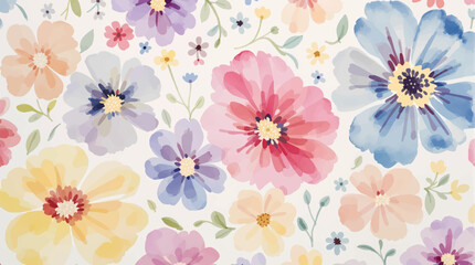Spring flowers watercolor background, Colorful flowers watercolor background, Abstract background with flowers watercolor