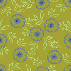 Cute floral pattern. Seamless vector pattern. Elegant template for fashion prints. Small pink and blue flowers for folk print. White background. Stock vector