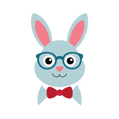 bunny wearing a bowtie and glasses