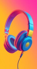 Colorful Headphones with Vibrant Background. (1)