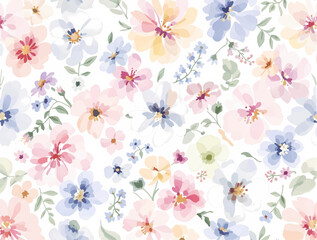 Colorful  watercolor flower background, Seamless background Colorful flowers watercolor, seamless floral pattern