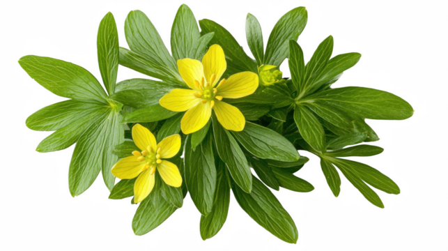 Close-up Shot of Flowering Yellow Adonis Vernalis with PNG transparent background