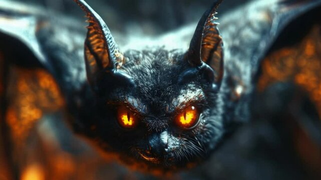scary bat hellowen with glowing eyes at night