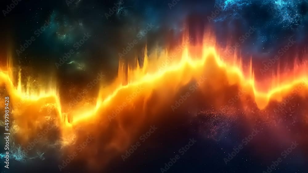 Aufkleber abstract energy wave background with dynamic glowing particle effect animation
