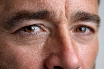 Fototapeta premium Emotional intimacy revealed through deep eye connection in a soft studio setting