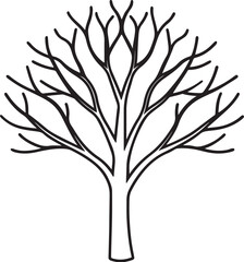 Obraz premium tree branches line art, black outline, vector and illustration, coloring book page line art drawing