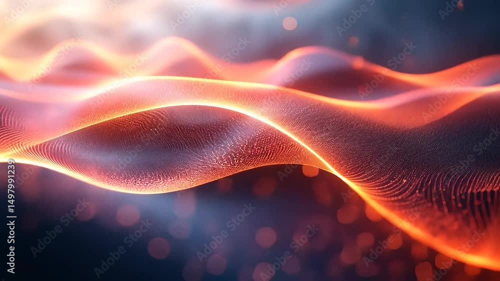 Poster abstract fiery landscape animation with glowing particles, creating a dynamic and mesmerizing effect
