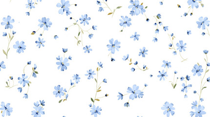 Blue flowers Watercolor background, Seamless pattern with blue watercolor flowers
