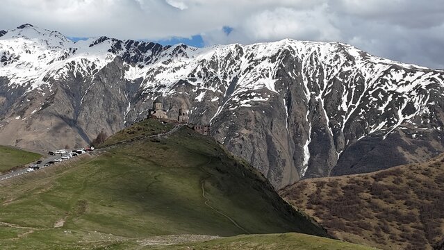 Gergeti Trinity Church (Tsminda Sameba), Holy Trinity Church near the village of Gergeti in Georgia, under Mount Kazbegi
