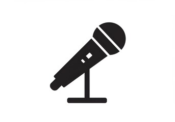 Isolated black microphone icon on white background