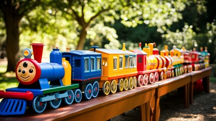 Colorful Toy Train Garden Display.