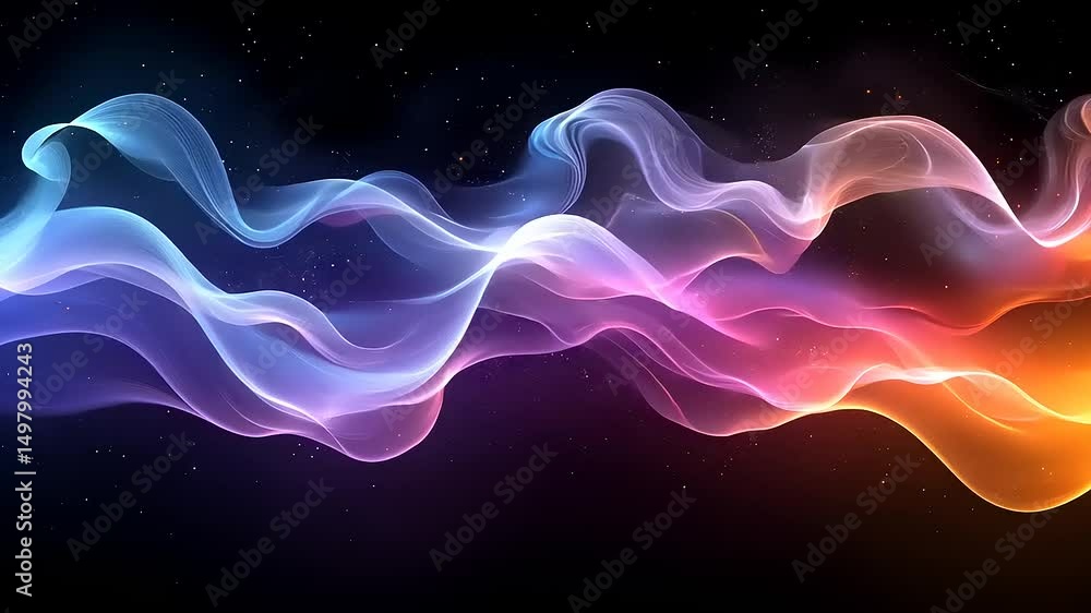 Poster Abstract Flowing Energy Waves with Vibrant Color Transitions and Particle Effects