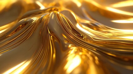 4k Flowing gold liquid video golden wave flows video liquid gold background liquid gold footage lubricant oil video shining gold fluid wave video gold color wave video footage - Powered by Adobe
