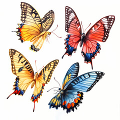 Obraz premium Colorful butterflies captured in detailed illustrations showcasing variety Generative AI