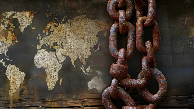 Chains of oppression: slavery roots, trade horrors, racism rise, captive lives, ownership wrong, enforced labor, freedom denied, social injustice, racial divide, exploited souls, historical burden.