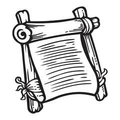 Vintage paper scroll illustration mimicking medieval manuscript, antique paper, manuscript for history and writing themes