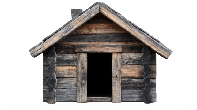 Rustic Wooden Miniature House with a PNG Transparent Background