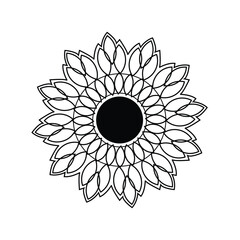 Simple round mandala design and vector art icon.