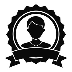 silhouette badge icon on white background