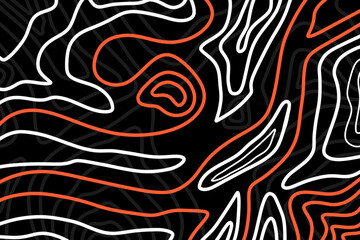 seamless abstract pattern with orange and white curved lines on a black background