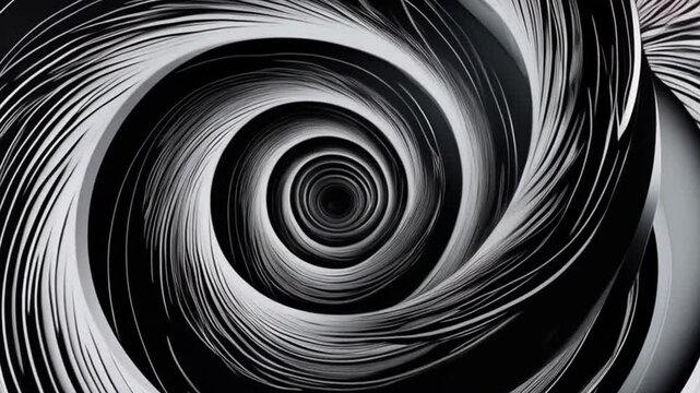 black and white swirling vortex background, seamless circular spiral pattern