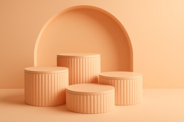 Peach-Toned Pedestals with Arch Backdrop