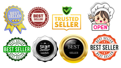 Obraz premium Assorted Best Seller Badges for Awards, Recognition, and Marketing