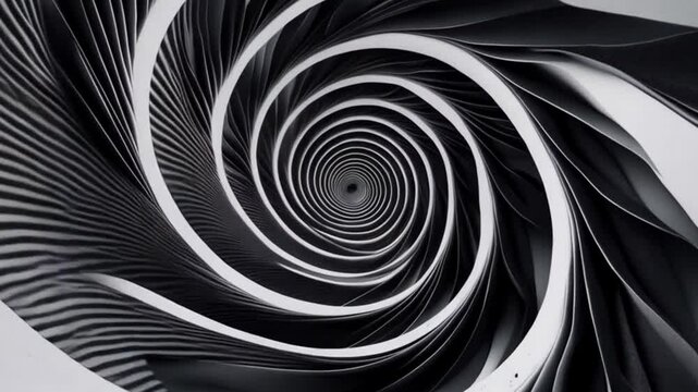 black and white swirling vortex background, seamless circular spiral pattern