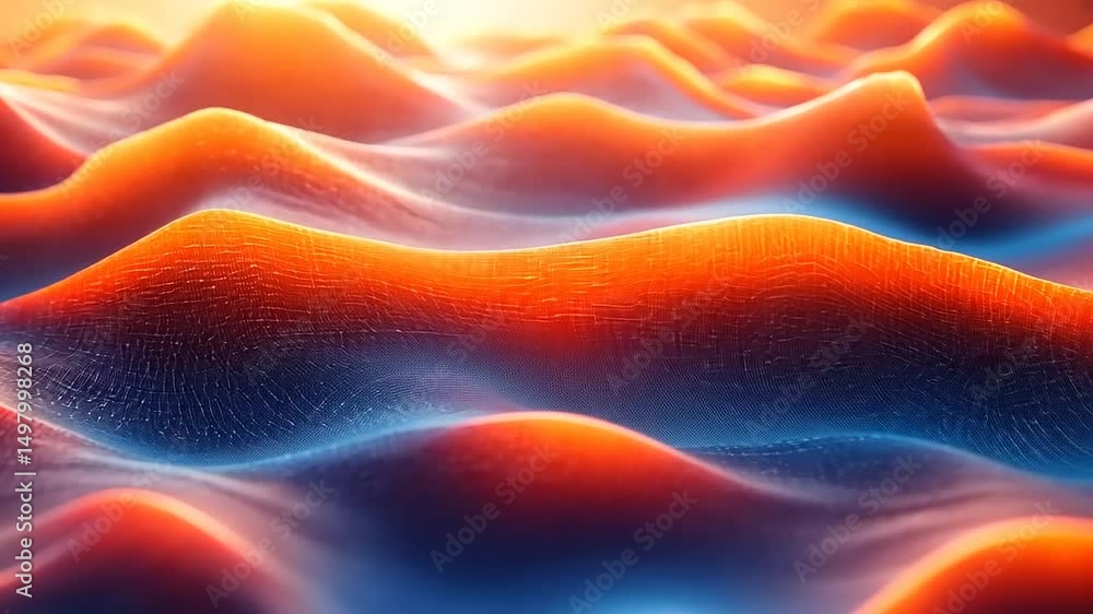 Poster abstract flowing waves of energy - dynamic orange and blue gradient background visual