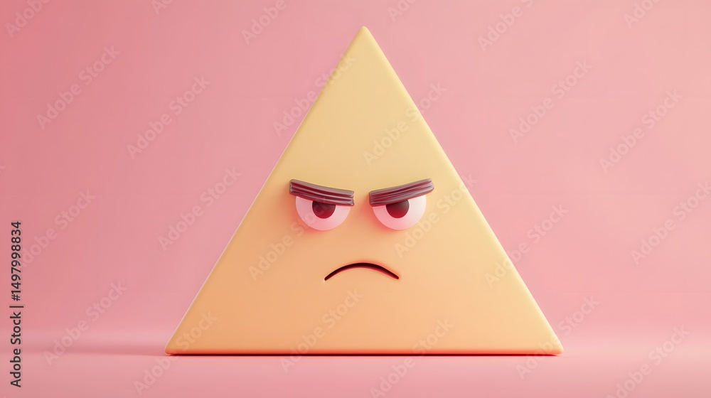 Poster a triangle face frowning in disapproval on a soft blush background