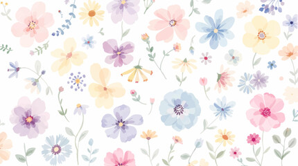 Abstract watercolor background with flowers
