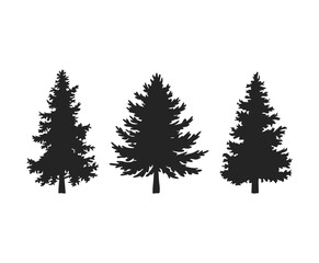 Fototapeta premium Pine Tree Silhouette Collection Vector Template Illustration